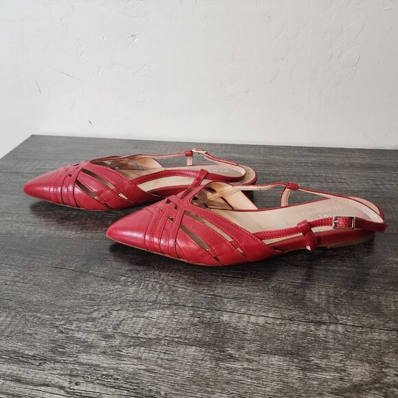 Women's Heels Genuine Leather Slingback Red Size French 40 - Picture 2 of 10